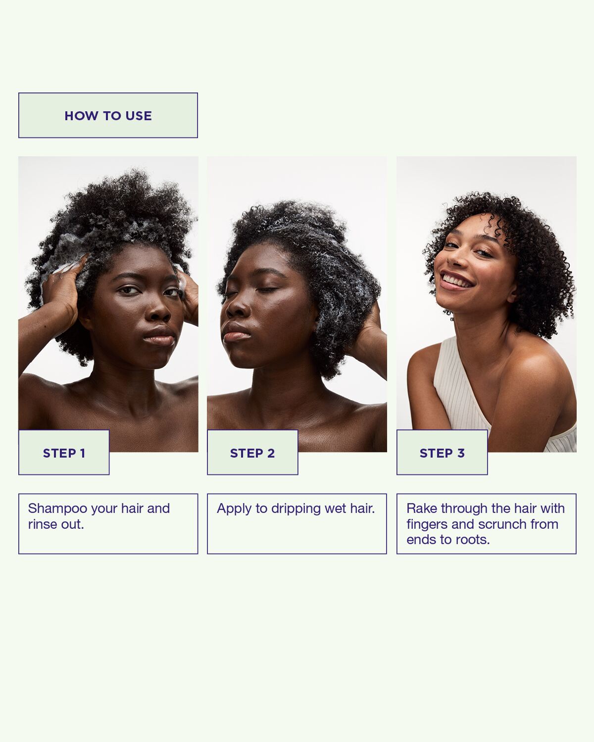Use Coils & Curls Oil in Cream leave in by applying to damp, newly washed hair and scrunch