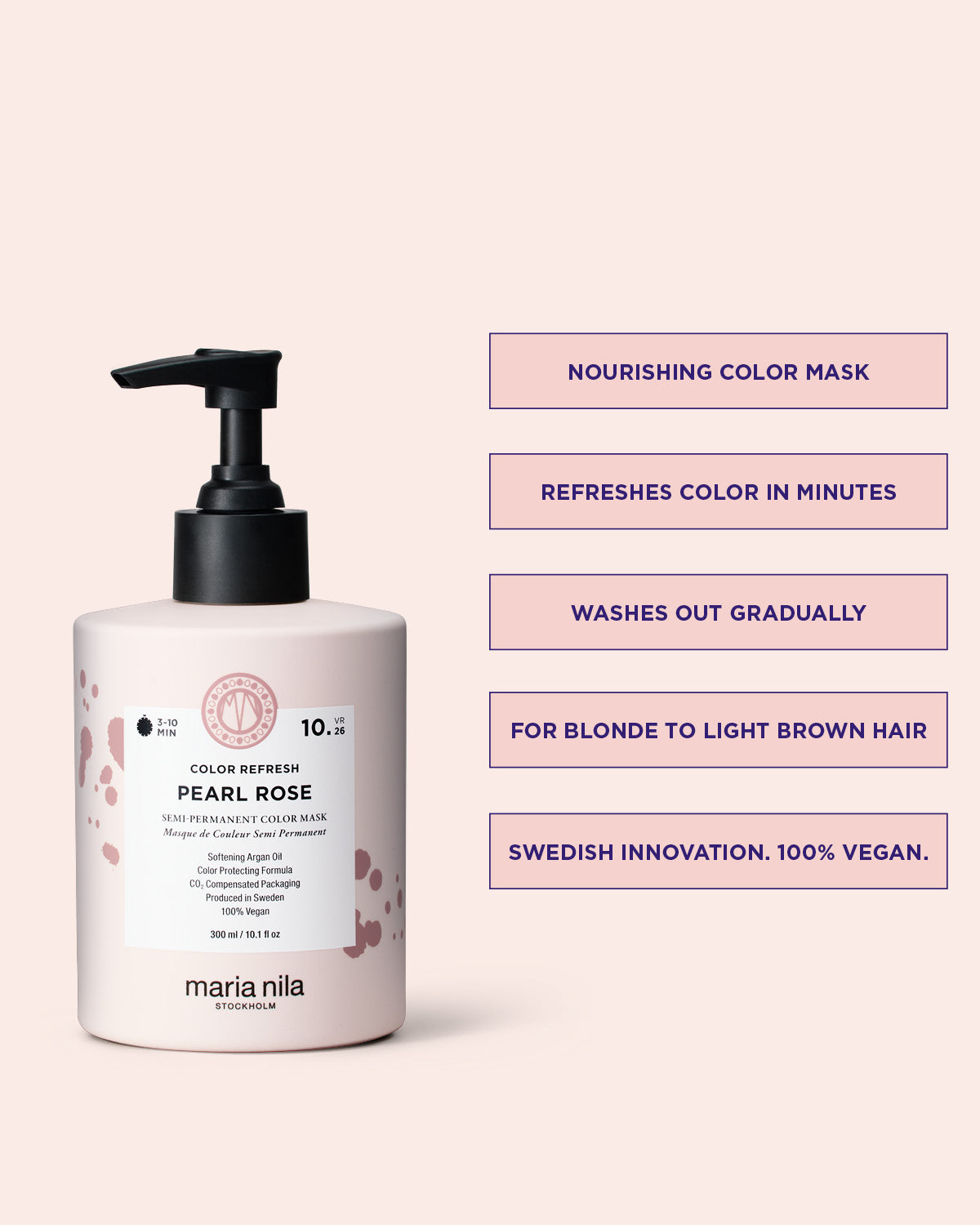 Maria Nila Color Refresh Pearl Rose nourishing color mask with semi-permanent color pigments